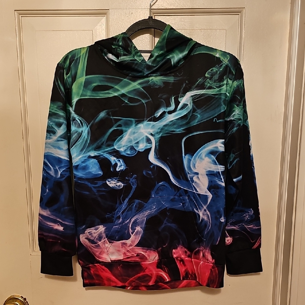 Vibrant Multicolor Smoke Pattern Hoodie. B1G1 Free Entire Closet!